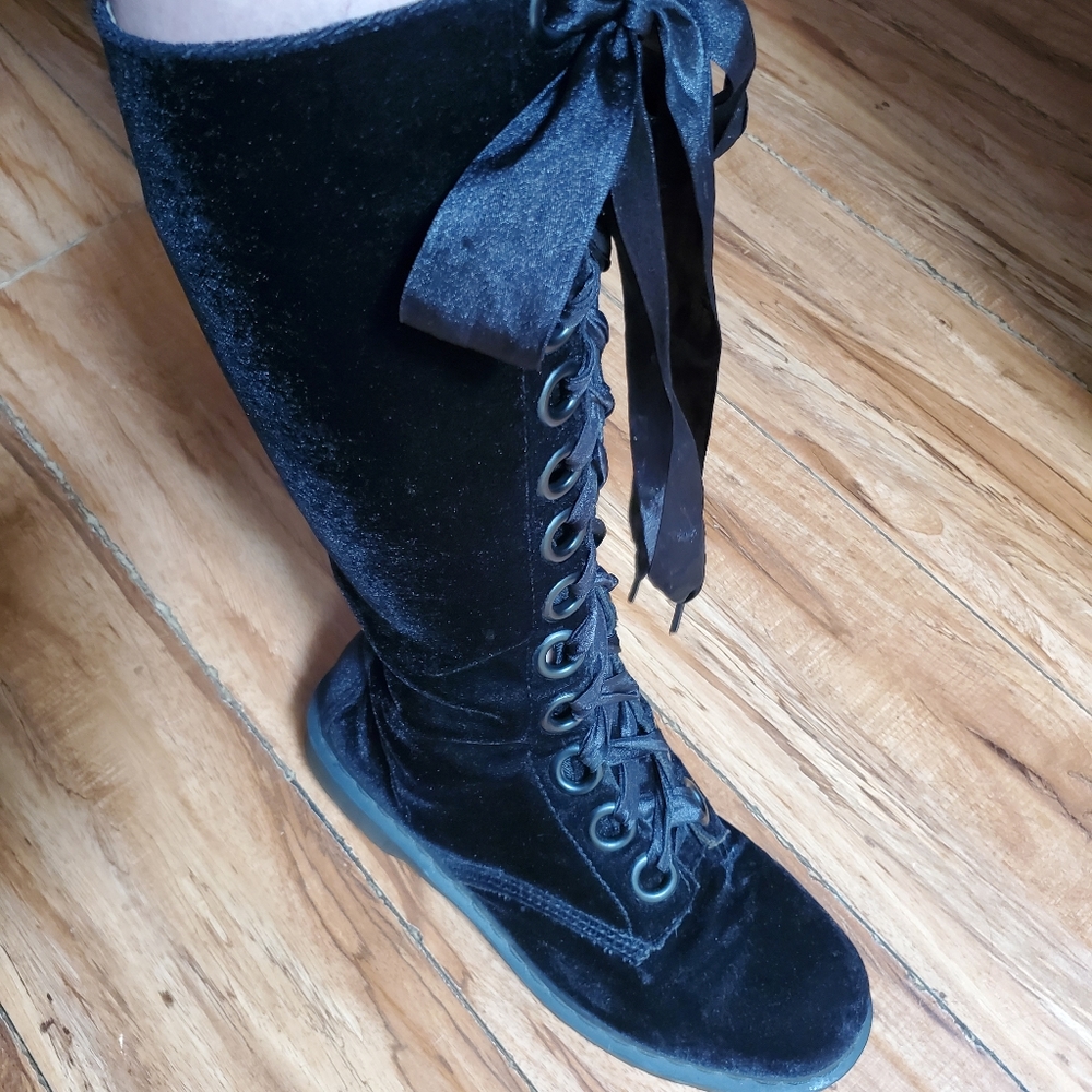 Vintage RARE Dr Martens Velvet Knee High Boots